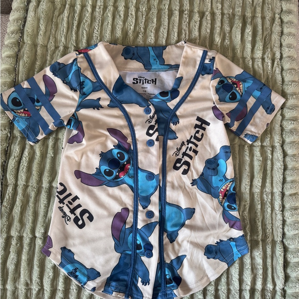 Disney Stitch Baseball Jersey - Blue, Purple & White